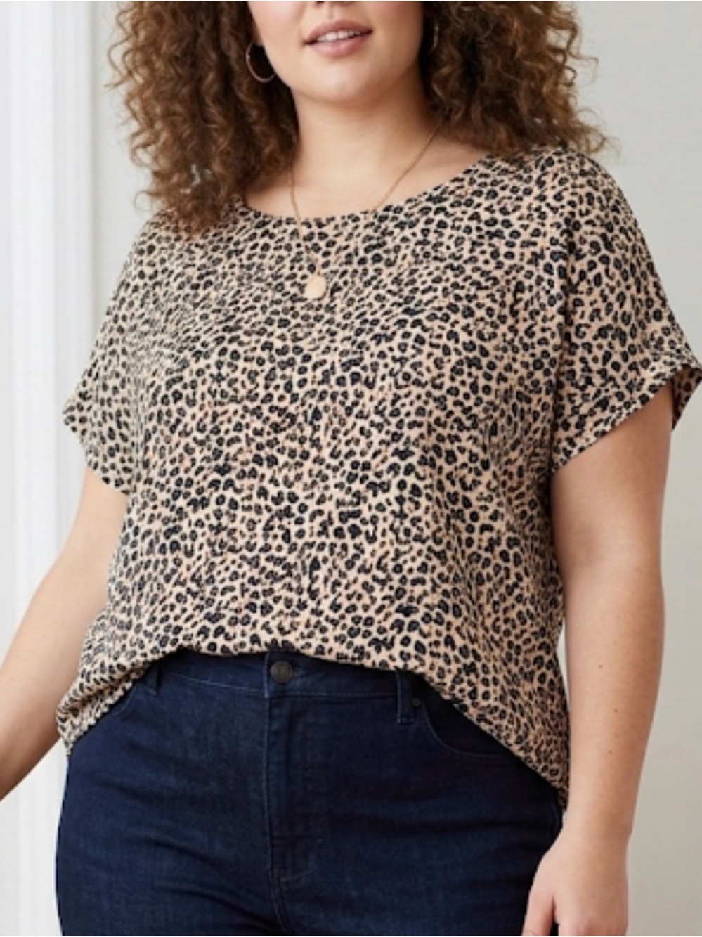 Ava & Viv Leopard Print Short Sleeve Top – Chic Neutral Everyday Blouse 1X